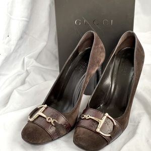 AUTHENTIC ✅ Gucci Brown Horse-Buckle Suede Chunk